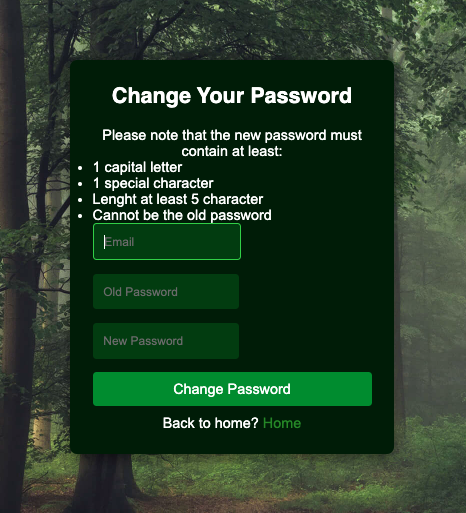 Change password form